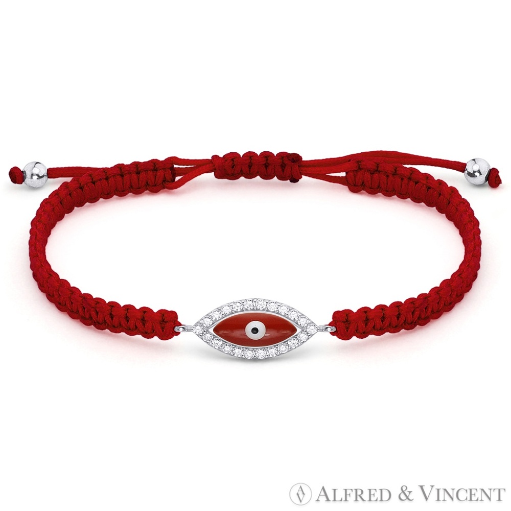 Evil Eye Macrame Bracelet in .925 Sterling Silver